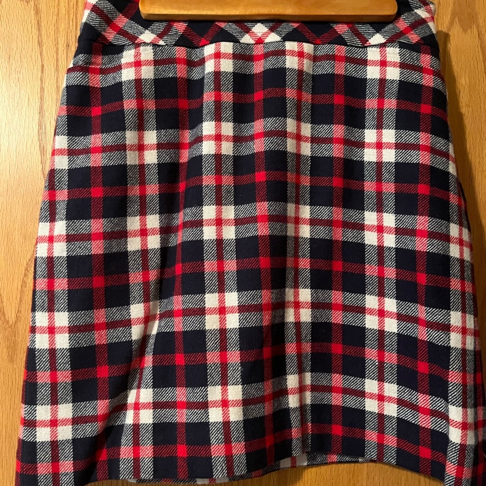 Talbots Navy and Red Plaid A-Line Skirt